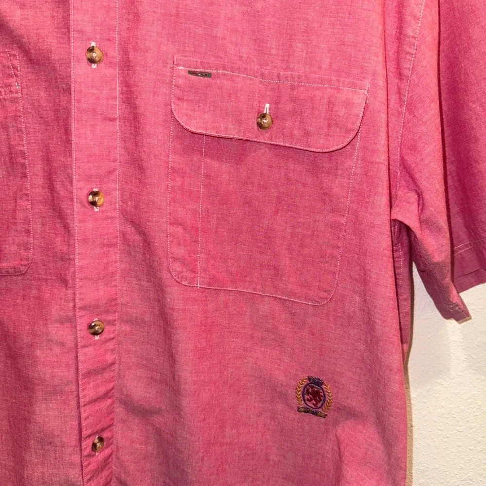 Vintage 90s‎ Tommy Hilfiger Crest Button-Up Shirt – Size L – Made in Hong Kong